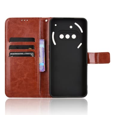 SKALO Nothing Phone (3a) 5G PU-læder Flip Cover - Brun - Brun