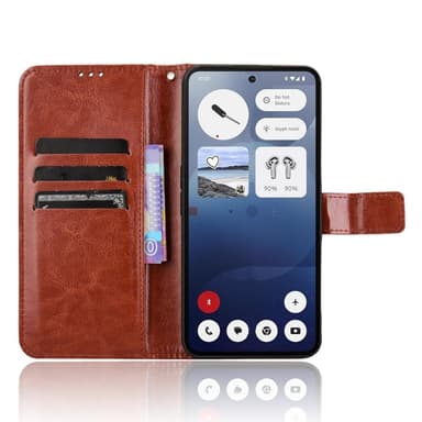 SKALO Nothing Phone (3a) 5G PU-læder Flip Cover - Brun - Brun