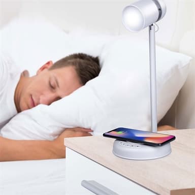 Grundig Bordlampe med trådløs oplader og højtaler 76lm