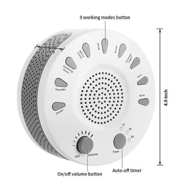 Sleep Easy White Noise Machine med 9 afslappende lydtilstande