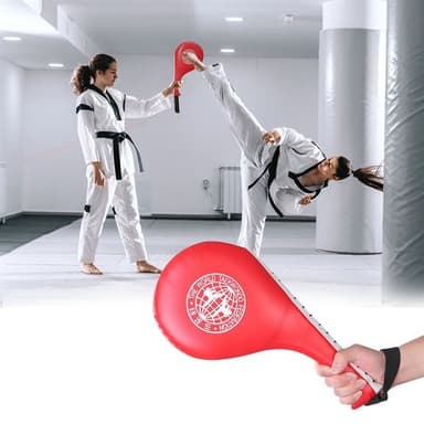 Taekwondo sparkepude - dobbelt sparkepude i slidstærkt PU-læder