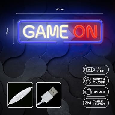 LED Neon-skilt - Game On Design, ideel til Gaming Værelser