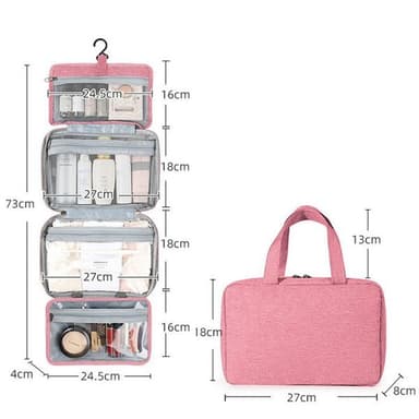 Vandtæt make-up taske med tørre og våde rum - Pink