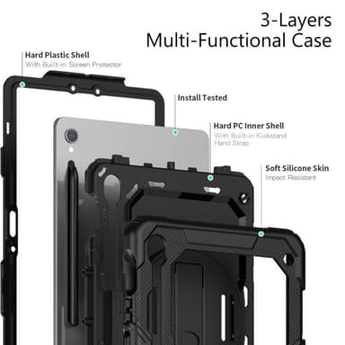 Hybrid cover med skulderrem Samsung Galaxy Tab S10 FE Plus - Sort