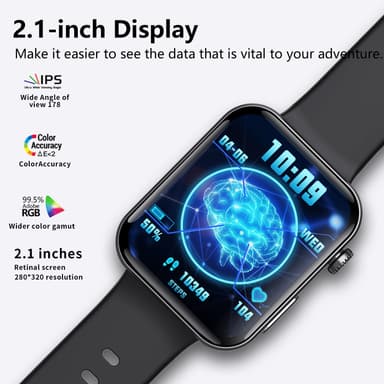 Smartwatch med pulsmåler, blodtryksmåler, blodoxymeter, skridttæller Black Bamboo Edition rem
