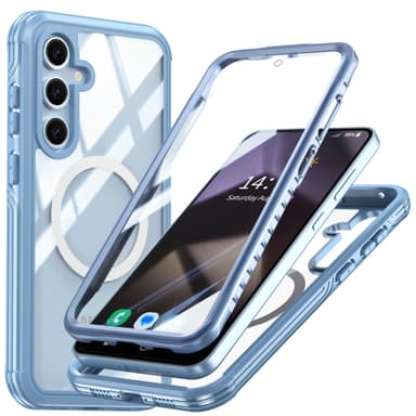 Samsung Galaxy S24 FE Cover, 9H Hærdet Glas Bagside Blå