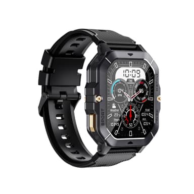 Smartwatch med pulsmåler, blodtryksmåler og blodiltmåler Sort