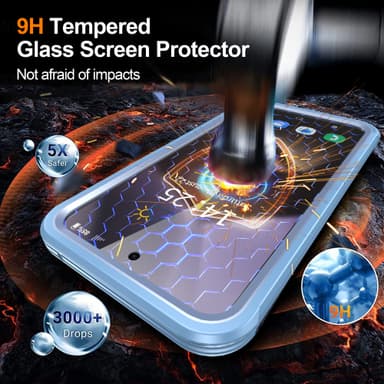 Samsung Galaxy S24 FE Cover, 9H Hærdet Glas Bagside Blå