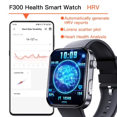 Smartwatch med pulsmåler, blodtryksmåler, blodoxymeter, skridttæller Black Bamboo Edition rem