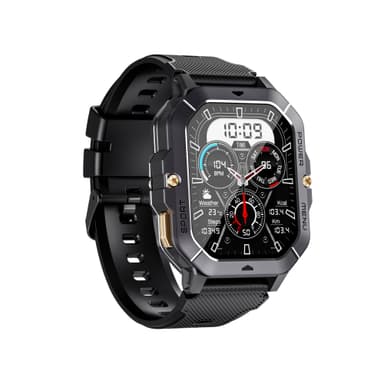 Smartwatch med pulsmåler, blodtryksmåler og blodiltmåler Sort