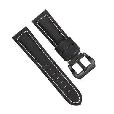 Urrem i ægte læder Sort 22 mm