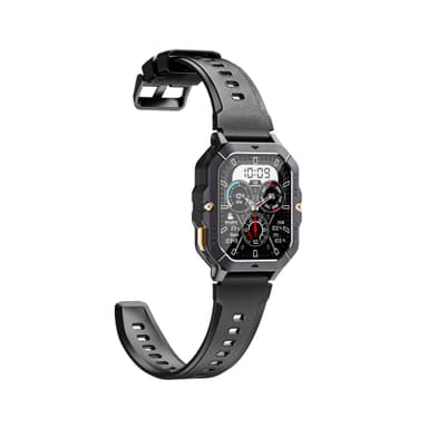 Smartwatch med pulsmåler, blodtryksmåler og blodiltmåler Sort