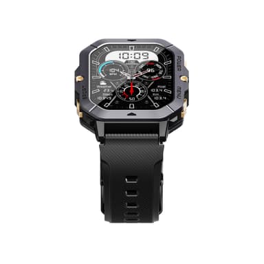 Smartwatch med pulsmåler, blodtryksmåler og blodiltmåler Sort