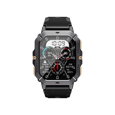 Smartwatch med pulsmåler, blodtryksmåler og blodiltmåler Sort