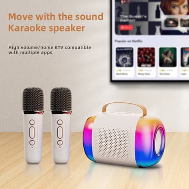 Y5-Dobbelt Mikrofon Karaoke Maskine med Bluetooth Højttaler