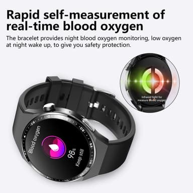 Smartwatch med EKG, kropskompositionsanalyse, blodsammensætningsanalyse (urinsyre, blodlipider) Sort og brun læderrem