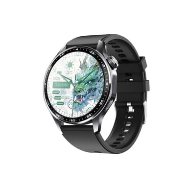 Smartwatch med EKG, pulsmåler, blodtryksmåler og skridttæller Sort silikone rem