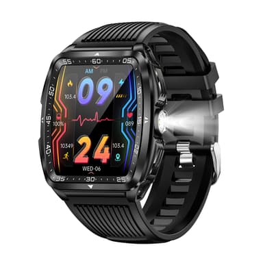 Smartwatch med pulsmåler, blodtryksmåler og blodoxygensensor Sort