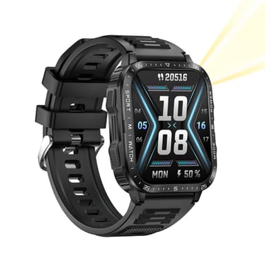 Smartwatch med pulsmåler, blodtryksmåler og blodoxygensmåling Sort