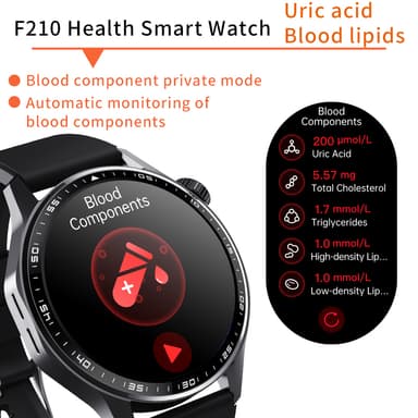Smartwatch med EKG, pulsmåler, blodtryksmåler og skridttæller Sort og brun læderrem