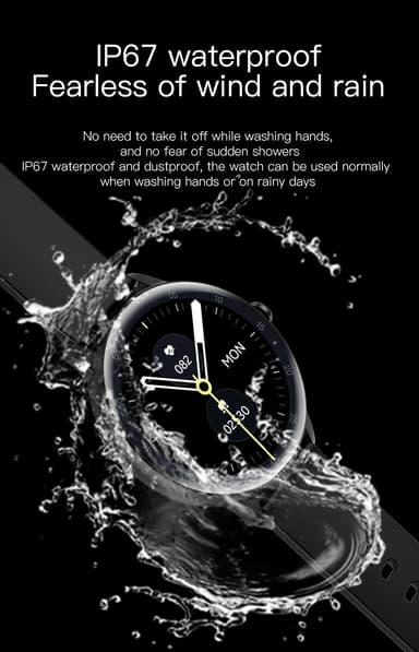 Smartwatch med EKG, puls, blodtryk, søvnovervågning, skridttæller Blå