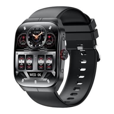 Smartwatch med pulsmåler, blodtryksmåler og blodoxygensmåling Sort