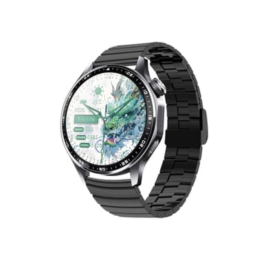 Smartwatch med EKG, pulsmåler, blodtryksmåler og skridttæller Black Bamboo Edition rem