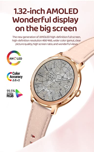 Smartwatch med puls-, blodtryks- og iltmåling Rose guld
