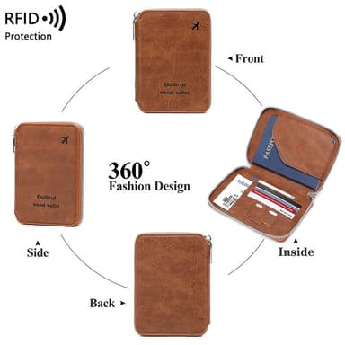RFID-Pasfutteral - Sikker Rejseetui & Dokumentarrangør Brun