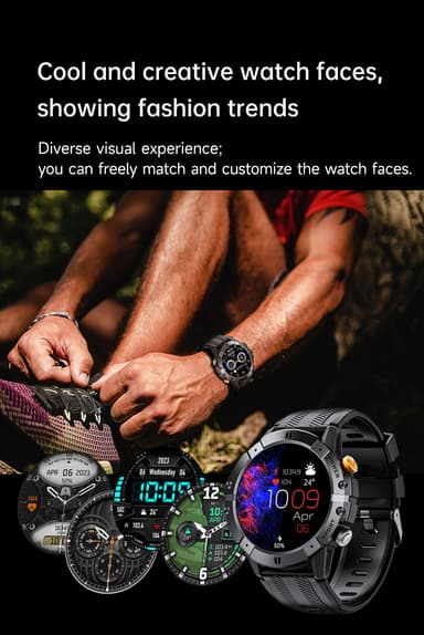 Smartwatch med puls-, blodtryks- og iltmåler Sort