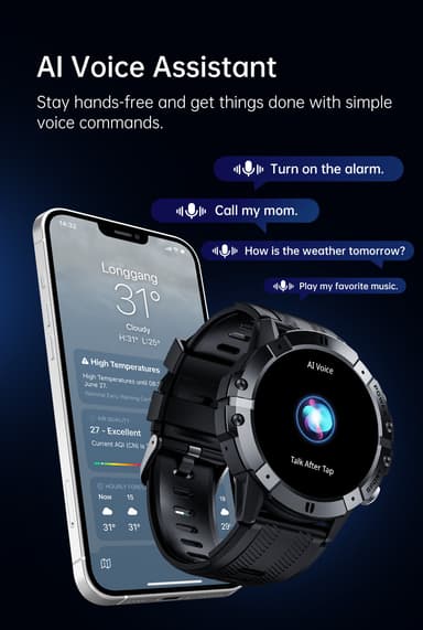 Smartwatch med puls-, blodtryks- og iltmåler Sort
