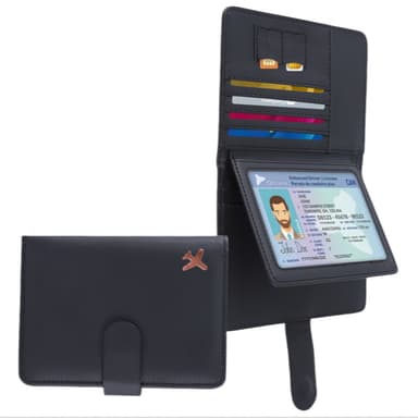 RFID-blokerende pasholder rejsepung, slankt pasetui med 4 kortpladser Sort