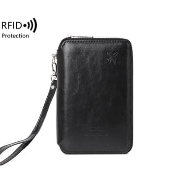 Sort PU-læder-paspudebetræk med RFID-blokering