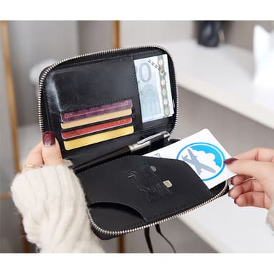 Sort PU-læder-paspudebetræk med RFID-blokering