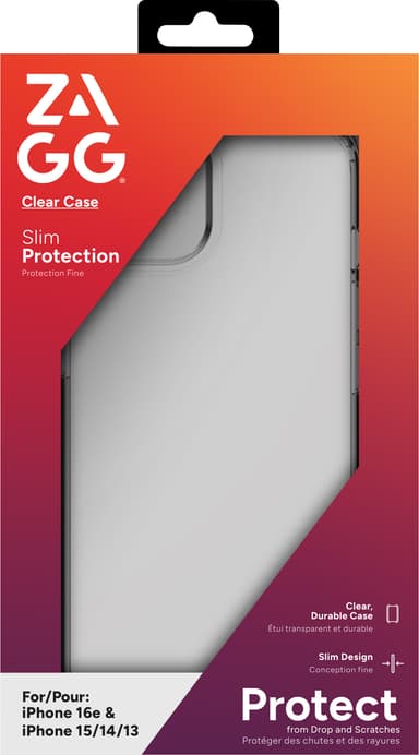 Zagg iPhone 16e/15/14/13 gennemsigtigt etui