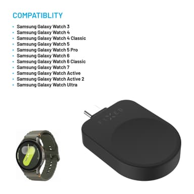 Fixed Samsung Watch trådløs USB-C oplader (sort)