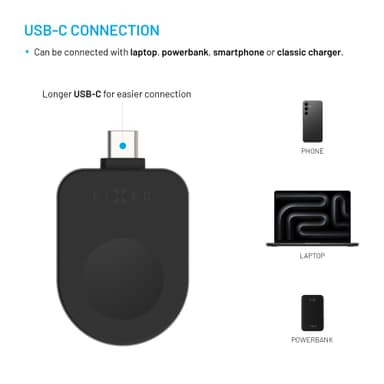 Fixed Apple Watch trådløs USB-C oplader (sort)