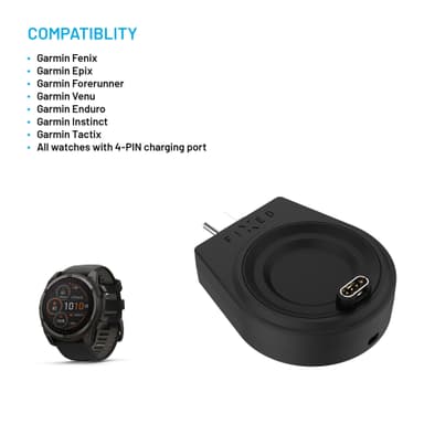 Fixed Garmin Watch trådløs USB-C oplader (sort)