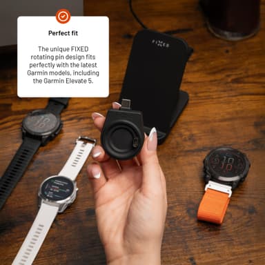 Fixed Garmin Watch trådløs USB-C oplader (sort)