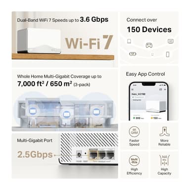 Mercusys Halo H27BE BE3600 Wi-Fi 7 Mesh-system (3-pak)