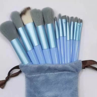 13 stk Makeup Børste Sæt Kosmetiske børster Soft Fiber Foundation Contour - Blå