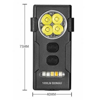 Magnetisk nøglering lommelygte arbejdslys 4-LED flere farver magnetclips