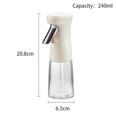 240 ml køkkenolie sprayflaske, olivenolie sprayflaske til Air Fryer, glasolie dispenserflaske Hvid