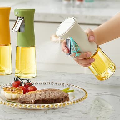240 ml køkkenolie sprayflaske, olivenolie sprayflaske til Air Fryer, glasolie dispenserflaske Hvid