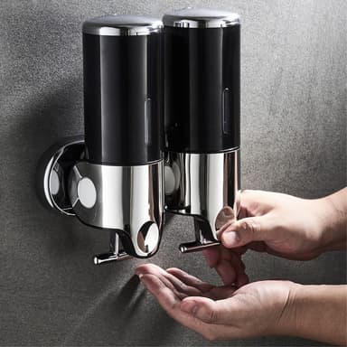 Dobbelthoved sæbedispenser 1000ml rustfrit stål manuel push shampoo brusepumpe