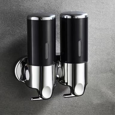 Dobbelthoved sæbedispenser 1000ml rustfrit stål manuel push shampoo brusepumpe