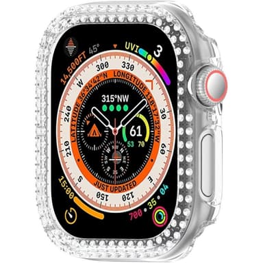 For A Watch Series 10 42mm Case Cover Frame Bling Rhinestone Decor - Gennemsigtig