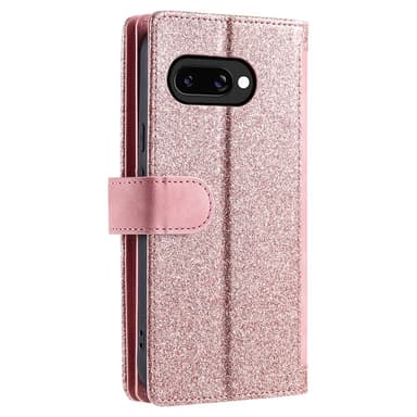 Til Google Pixel 9A Etui med Lynlåslomme og 9 Kortlommer – RoseGold