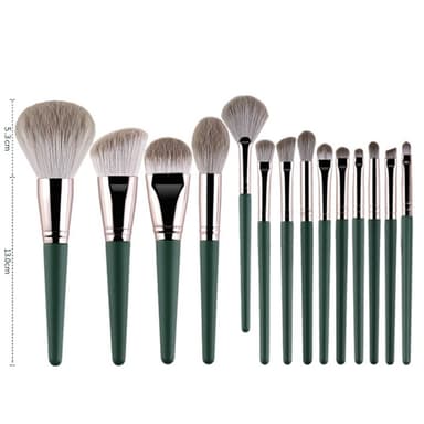 14 Stk Makeup Brush Set Foundation Powder Concealer Børster Børsteholder