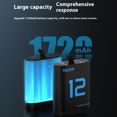 TELESIN S0-ECB-02-TGP batteri til GoPro Hero 12 11 10 9 1720mAh udskiftning